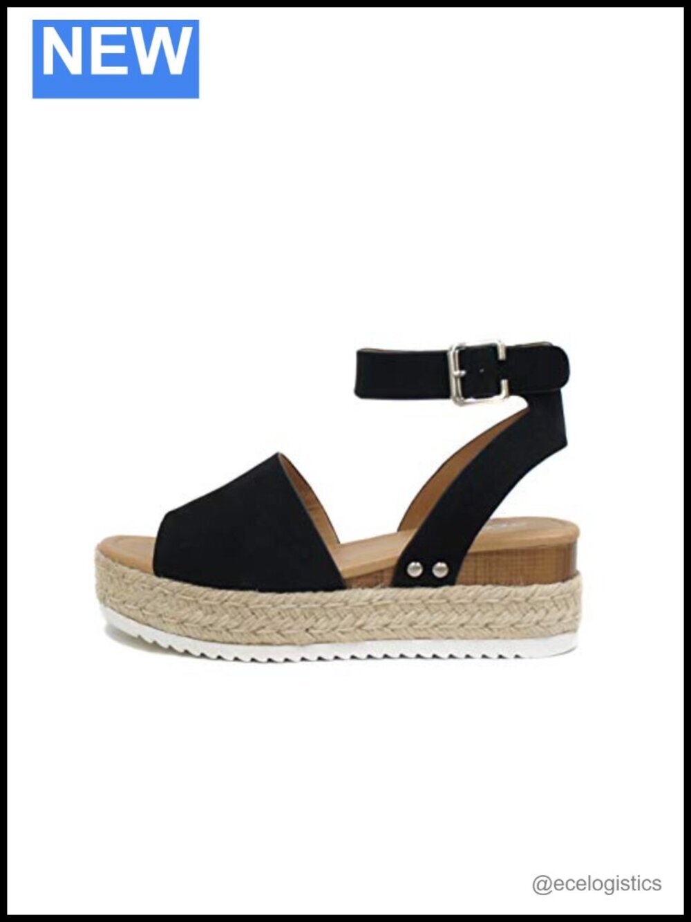 Open Toe Buckle Ankle Strap Espadrilles Flatform Wedge Casual Sandal
